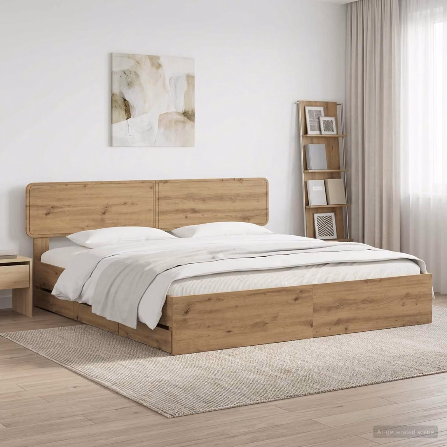 Letto con contenitore e testiera vidaXL in legno rovere artigianale marrone 180 x 200 cm