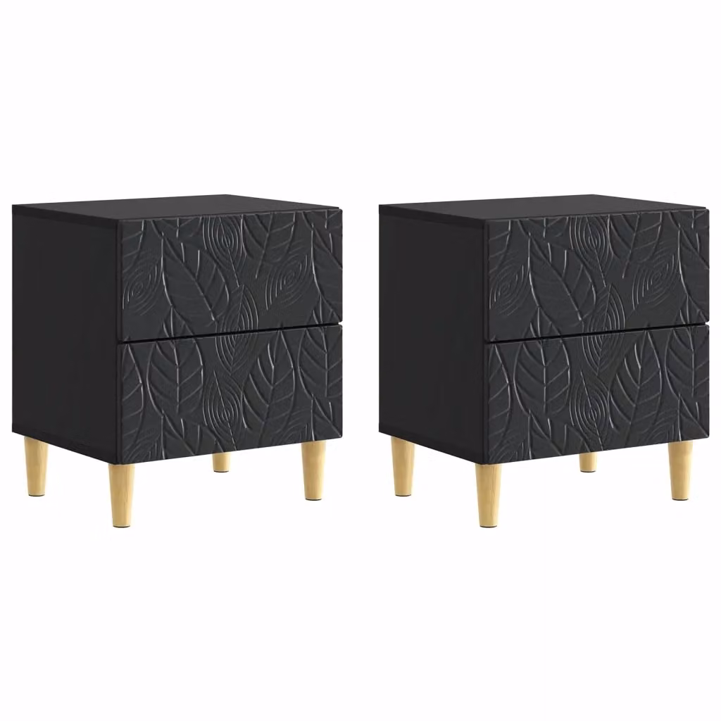 Set di 2 comodini moderni vidaXL in legno nero opaco L 43 cm x P 34,5 cm x H 48 cm – 2