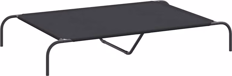 Cuccia per Cani Rialzata Nera 130x80x20cm Tela Oxford e Acciaio