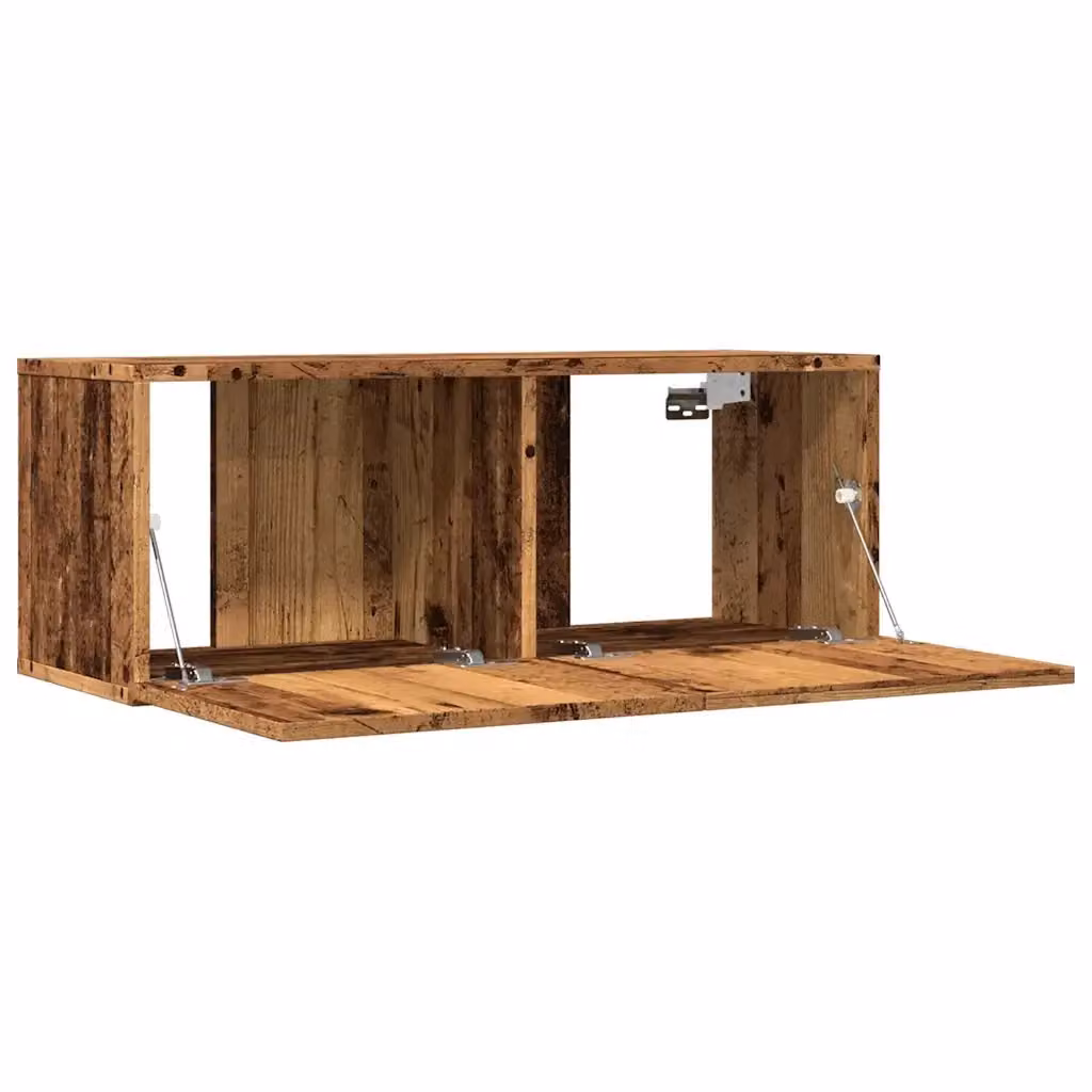 Set di 2 mobili porta TV a parete HELLOSHOP26 in legno composito marrone con finitura effetto legno anticato opaco L 80 cm x P 30 cm x H 30 cm – 2