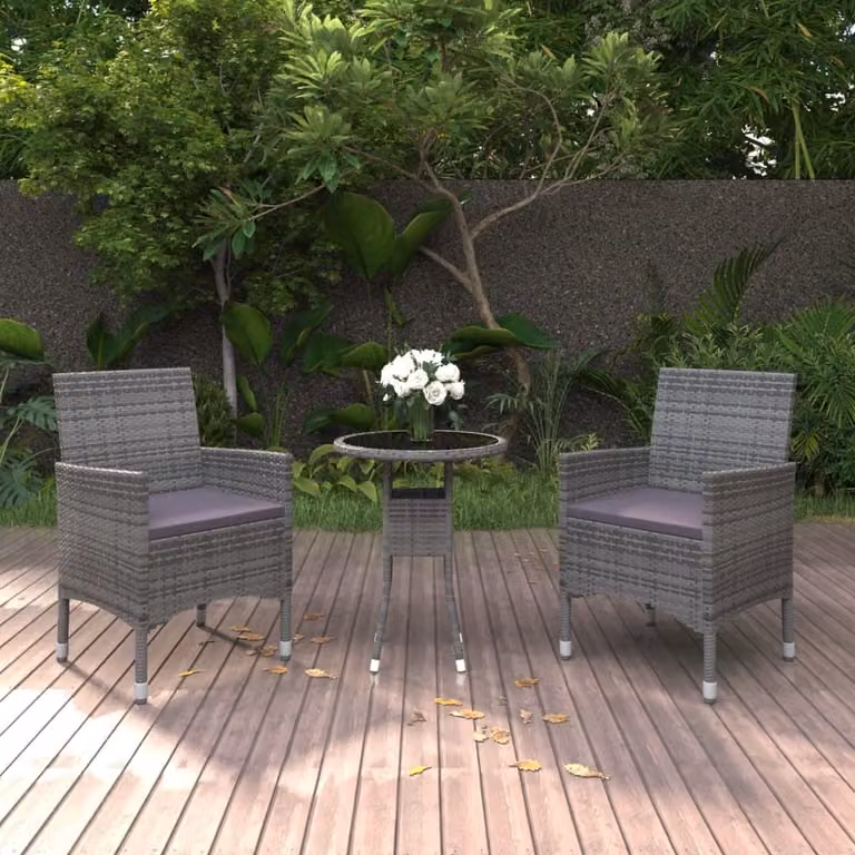 Maison Exclusive - Set da pranzo da giardino 3 pezzi in polyrattan grigio