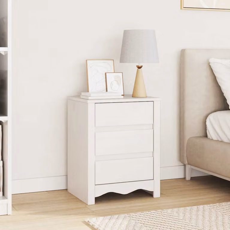 vidaXL Tavolino da salotto Drammen con cassetto in legno di pino, Bianco, L 45 x P 35 x H 56 cm
