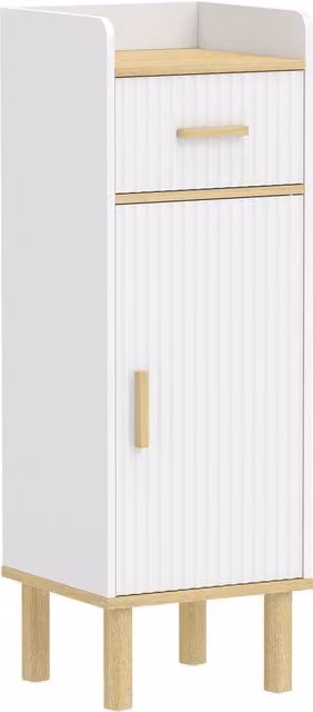 Mobiletto da bagno stretto HOMCOM bianco con ripiani regolabili e ante a cerniera