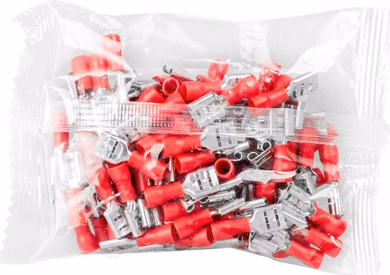 Vayox Set 100 pz. Presa piatta isolata femmina 0,5-1,5mm2 6,3mm rosso