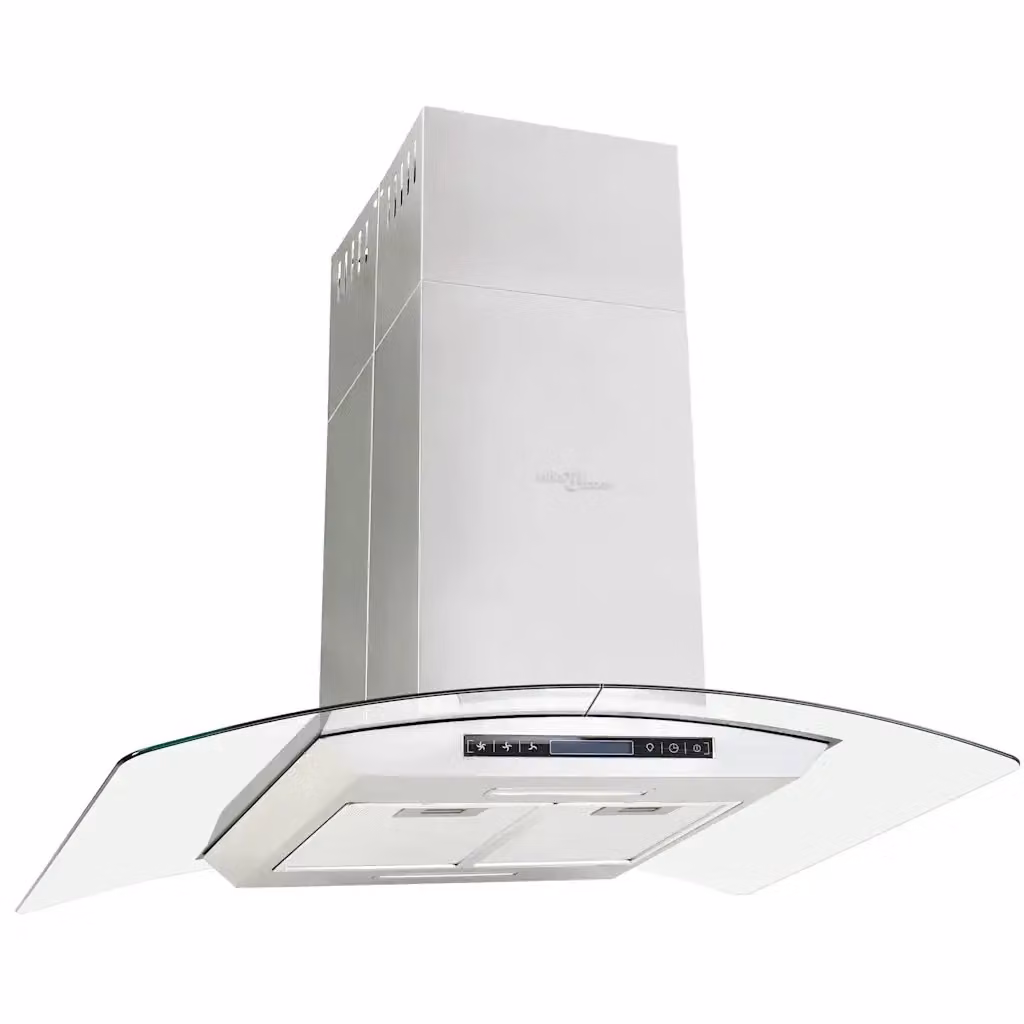 Cappa a Isola vidaXL da 90 cm in Argento con Display LCD, Sensore Touch e Aspirazione da 756 m³/h – 2