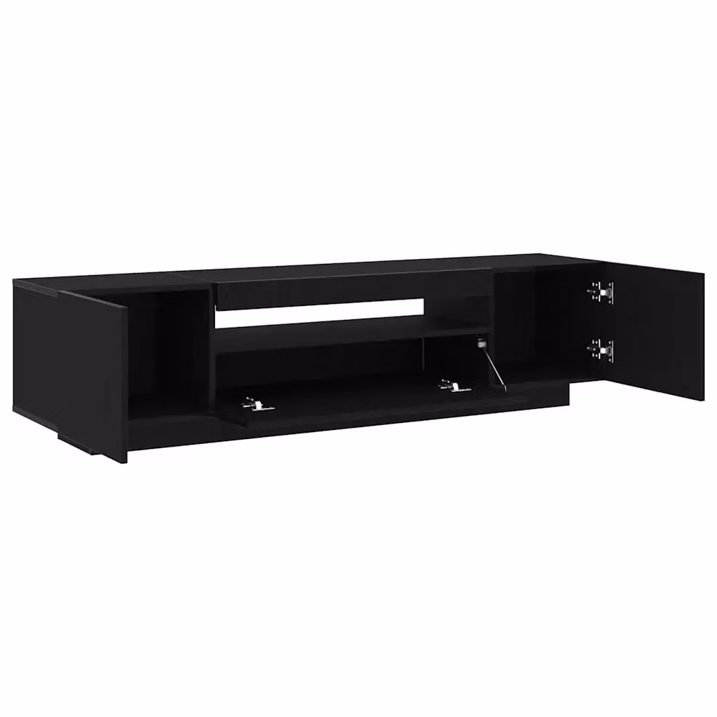 Mobile porta TV moderno HELLOSHOP26 in legno composito nero con ripiani L: 160 cm, P: 35 cm, H: 40 cm – 2
