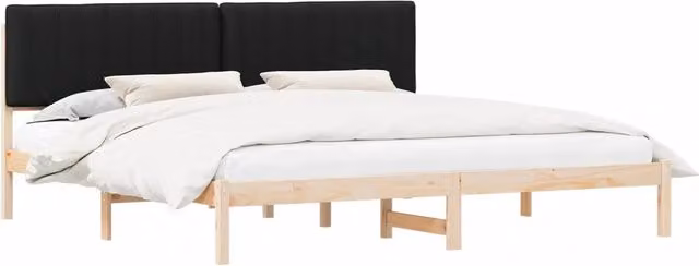 Letto matrimoniale | Letto per adulti | Letto con Testiera Rivestita Nero 200 x 200 cm