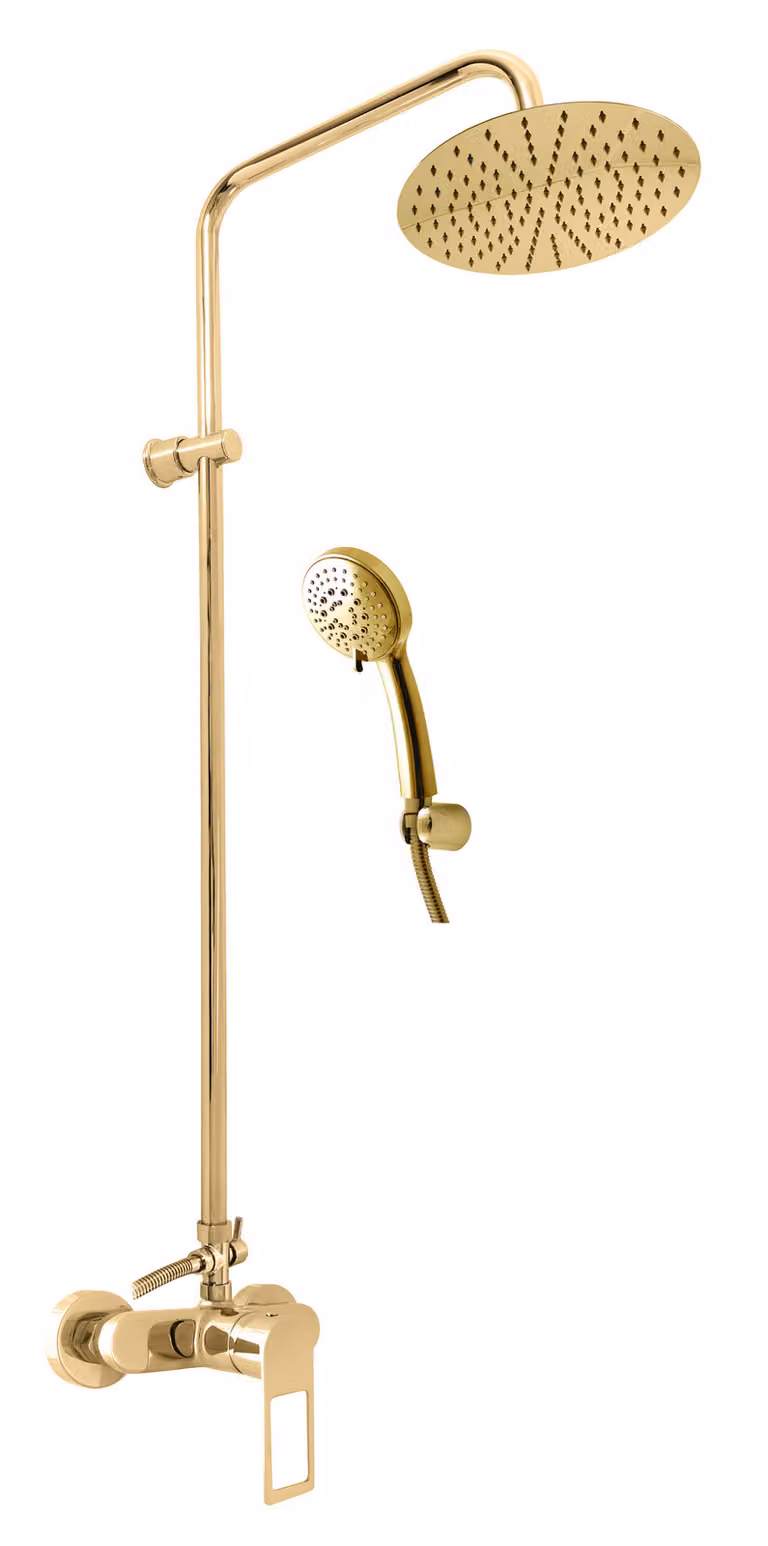 Slezák-RAV Rubinetto doccia NIL con soffione e doccetta - oro - lucido, Colore: ORO - lucido, Finitura superficiale: PVD, Dimensioni: 150 mm