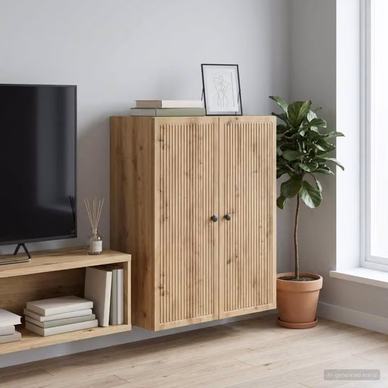 Mobiletto a muro vidaXL in stile vintage marrone con ripiani interni e ante a battente L 66 x P 34,5 x H 90 cm
