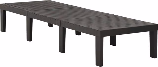 Lettino prendisole da giardino moderno in plastica color antracite con poggiatesta regolabile L: 195 cm, P: 65 cm, H: 32 cm
