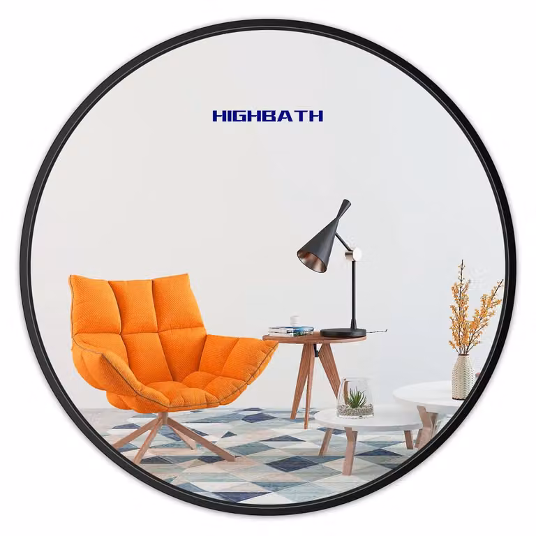Specchio da parete rotondo, diametro 80 cm, in metallo nero, ideale per bagno e soggiorno