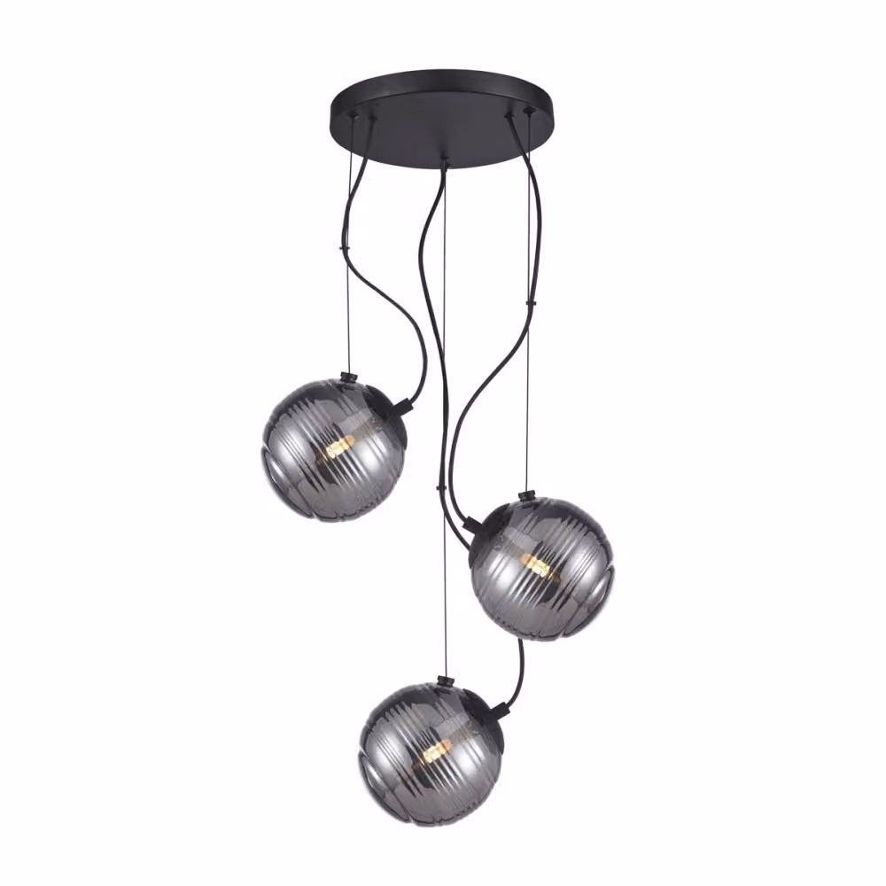 Lampada a sospensione moderna per soggiorno corridoio sfere nere rotonde 3xG9 40W PERONA Italux