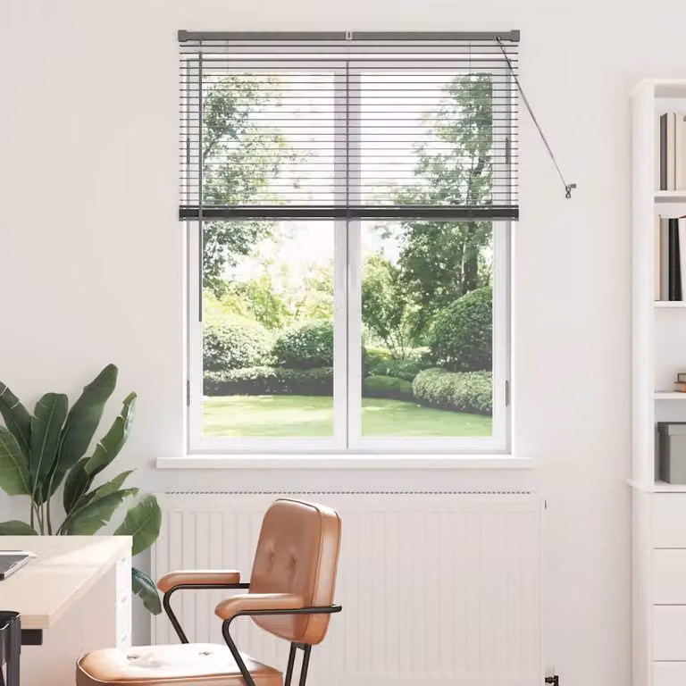 Tenda Veneziana vidaXL in Alluminio Grigio, L 130 cm x H 105 cm, Lamelle da 25 mm