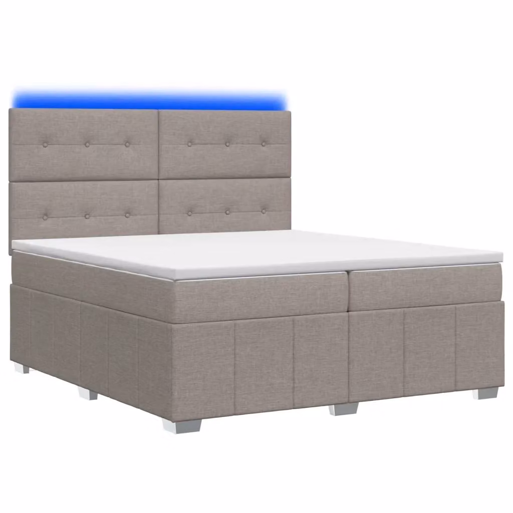 Letto Box Spring vidaXL con Materasso a Molle Pocket e Illuminazione LED sotto il letto, Colore Tortora, L/P/H: 200 x 200 x 140 cm – 2