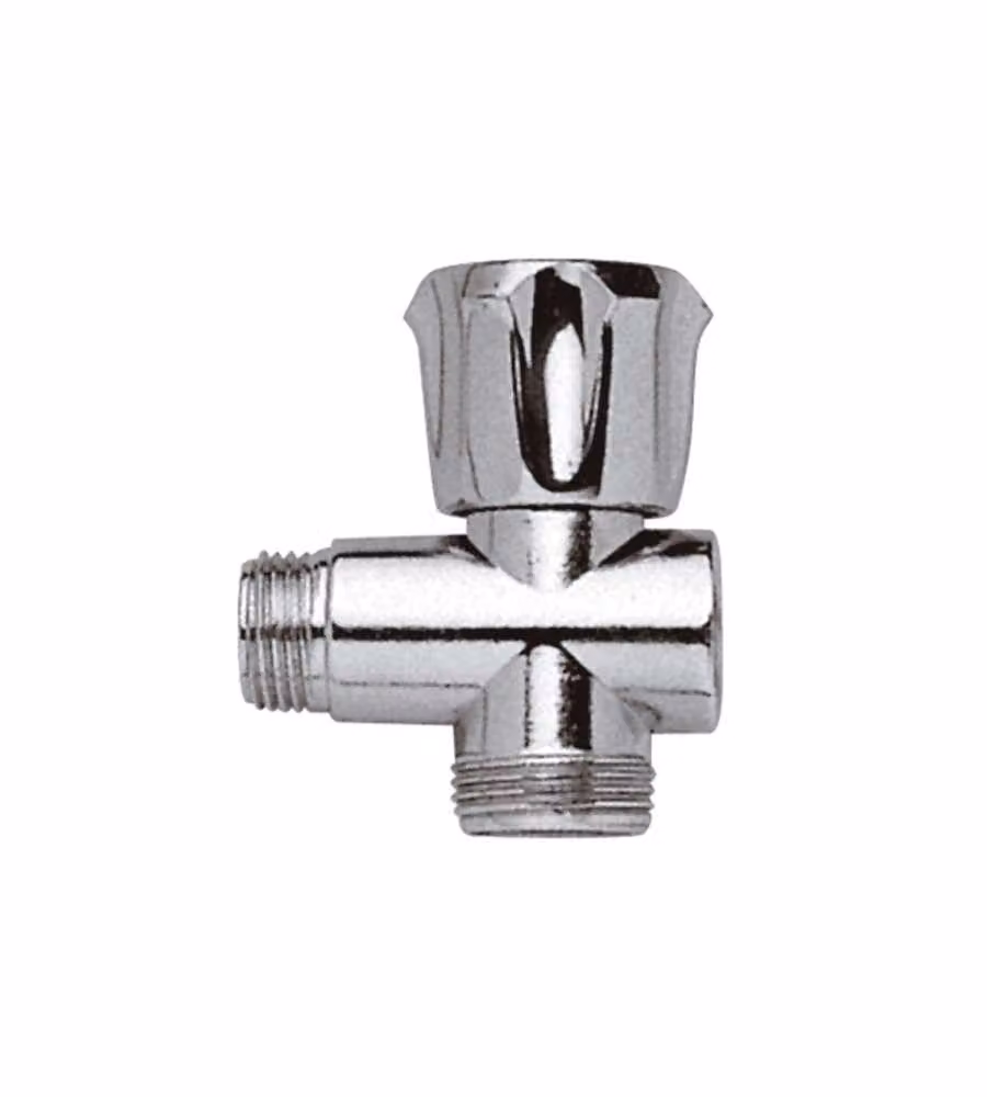 IDRO BRIC Rubinetto sottolavabo 3 vie ottone cromato 1/2" M x 1/2" F x 3/4" M