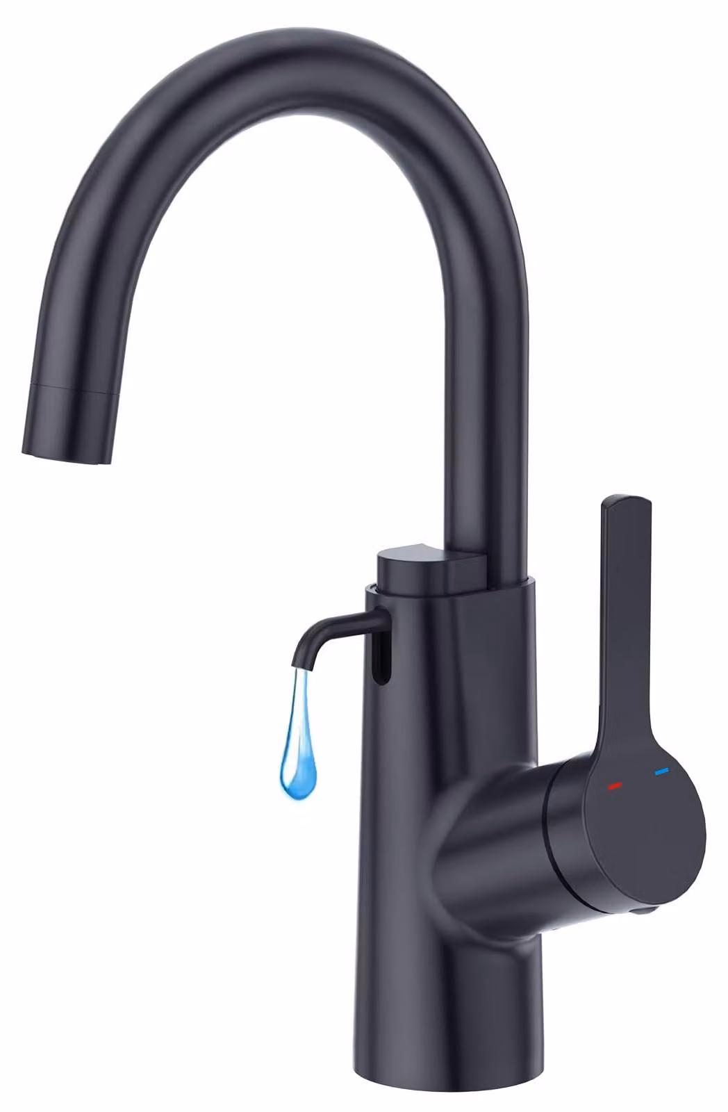 Miscelatore per lavabo con dispenser per sapone, rotazione a 360°, colore nero