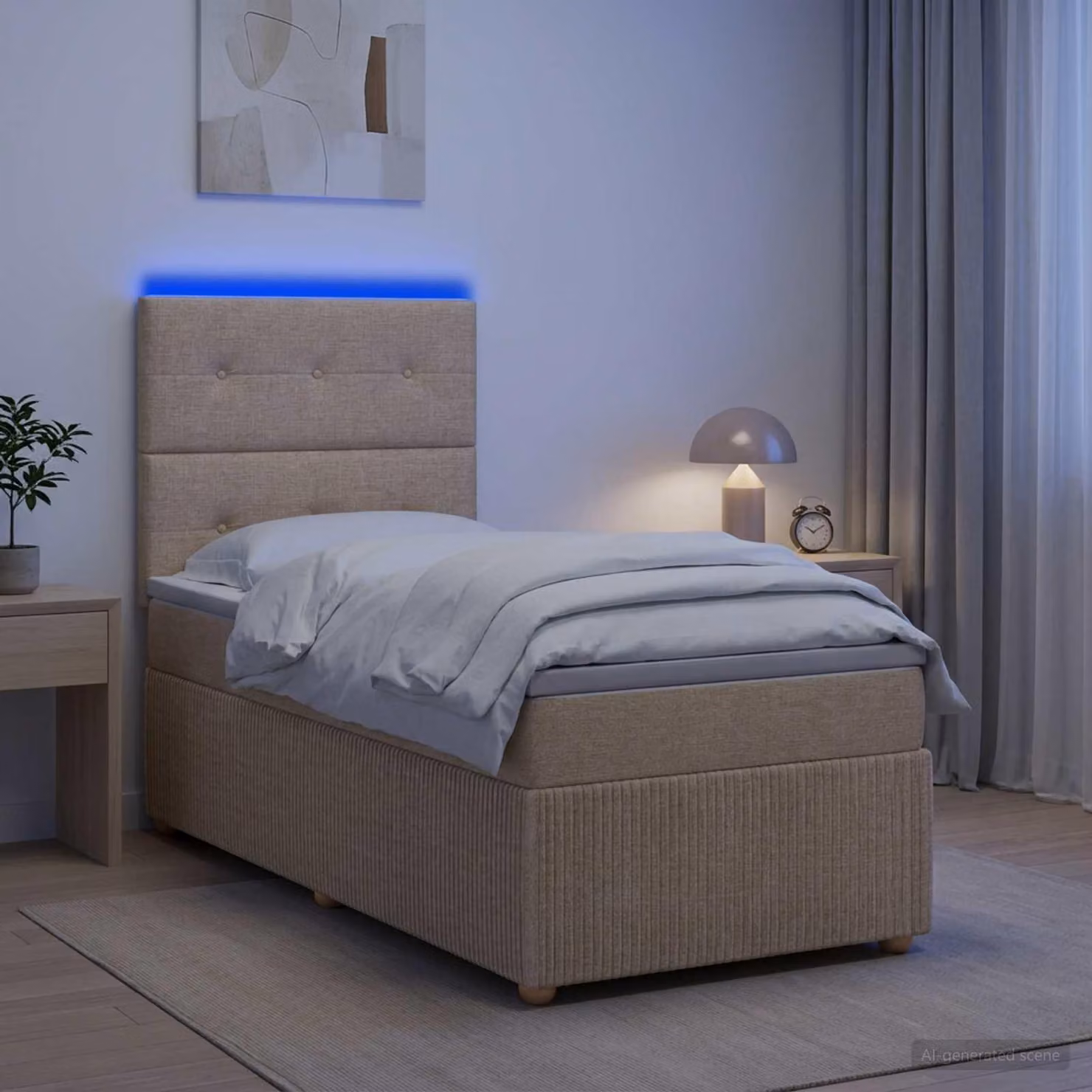 Maison Exclusive - Letto boxspring a LED con materasso color crema 90 x 190 cm in tessuto