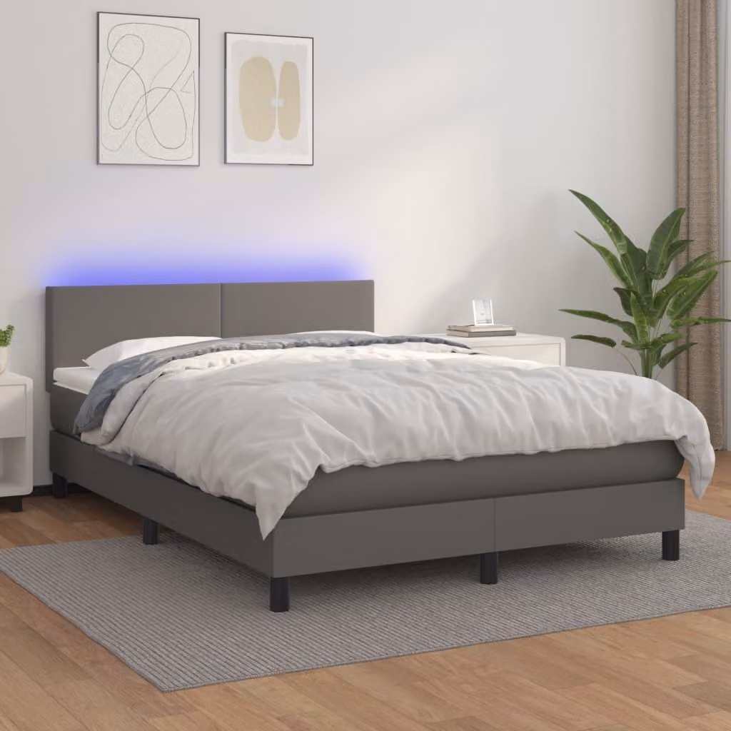 Maison Exclusive - Giroletto Molle con Materasso e LED Grigio 140x200cm Pelle finta