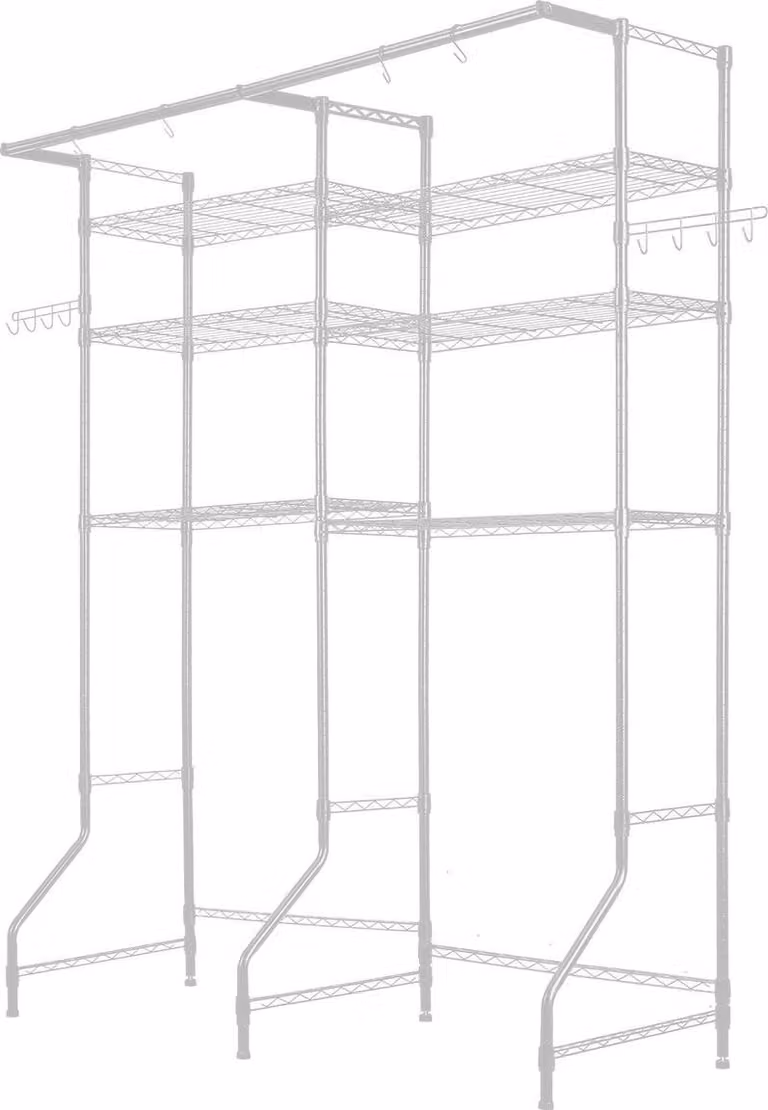 Scaffale per lavatrice e asciugatrice a due file e sei ripiani, bianco