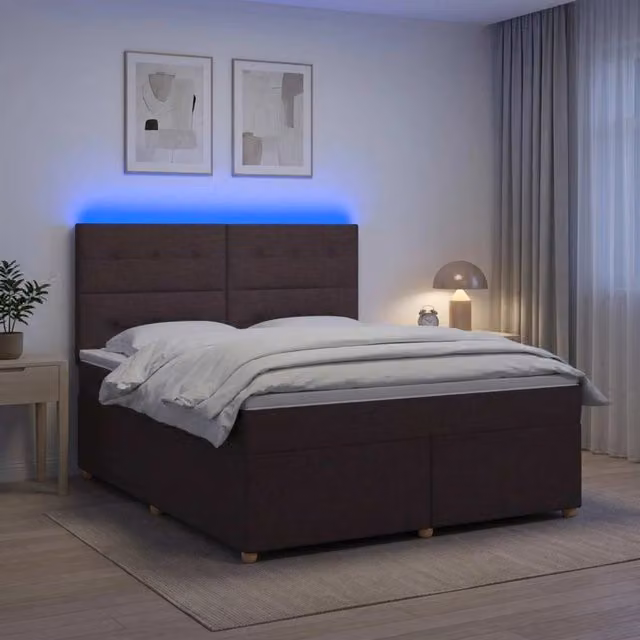 Letto box spring ibrido vidaXL con materasso a molle insacchettate e base contenitore, con illuminazione sottostante e porta USB, L/P: 140 x 200 cm – 1