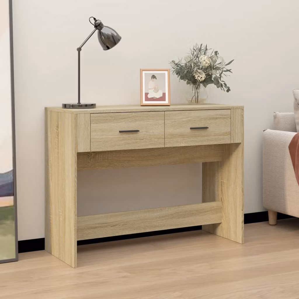 vidaXL Tavolo Consolle Moderno in Legno Rovere Sonoma, L 100 x P 39 x H 75 cm