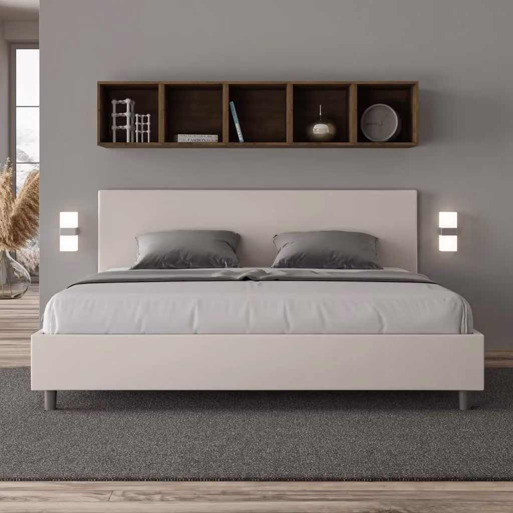 Letto Matrimoniale Moderno GIORDANOSHOP Bianco con Cassetti e Struttura Imbottita L/P/H: 160 x 195 x 222 cm – 2