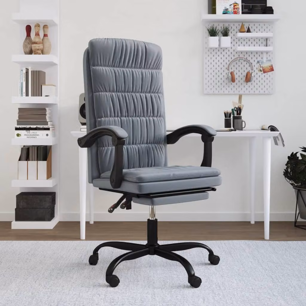 vidaXL Sedia da ufficio con funzione reclinabile Velluto grigio scuro - Sedia da ufficio con funzione reclinabile - Sedie da ufficio con funzione reclinabile - Sedia da ufficio con funzione relax - Sedia da scrivania