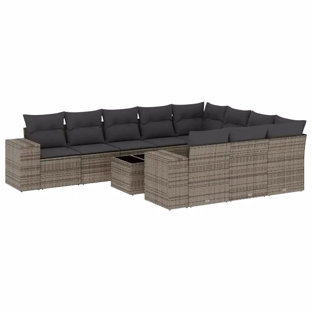 vidaXL Set Divani da Giardino 11 pz a Forma L con Cuscini Grigio – 2
