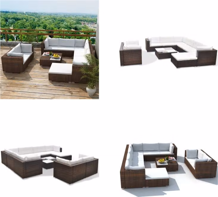vidaXL 10 pezzi set salotto da giardino con cuscini in rattan marrone - Set di mobili da giardino - Set di mobili da giardino - Set di mobili da giardino - Set di mobili da giardino