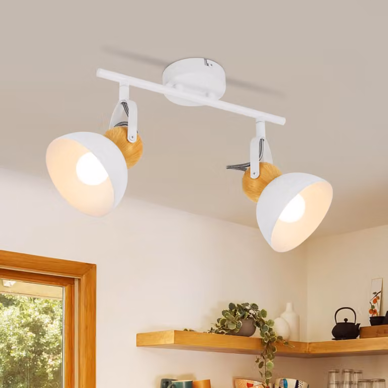 ZMH faretto da soffitto bianco vintage 2 fiamme faretto retrò E27 lampada da corridoio orientabile 350° spot da soffitto in metallo plafoniera industriale da interno per corridoio cucina ingresso soggiorno camera da letto