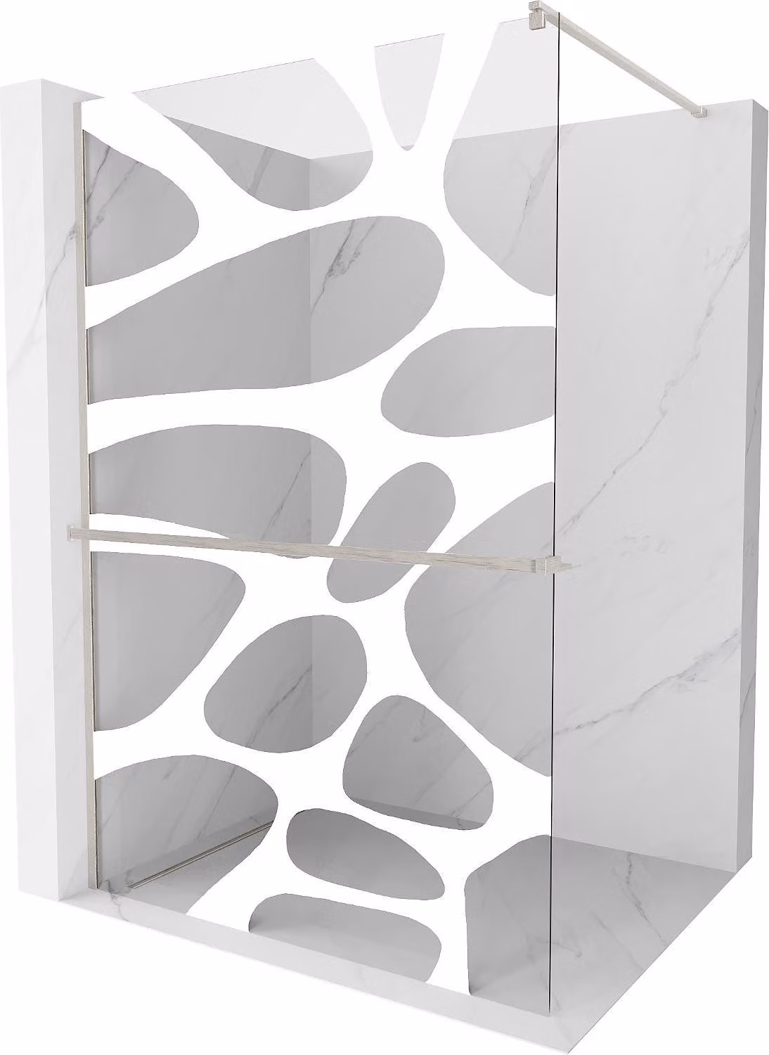 Mexen Kioto+ parete doccia con mensola Walk-in 100 x 200 cm, onda bianca, nichel spazzolato - 800-100-121-97-97