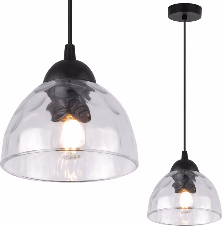 Lampada a sospensione Venice a 1 luce con paralume in vetro trasparente E27