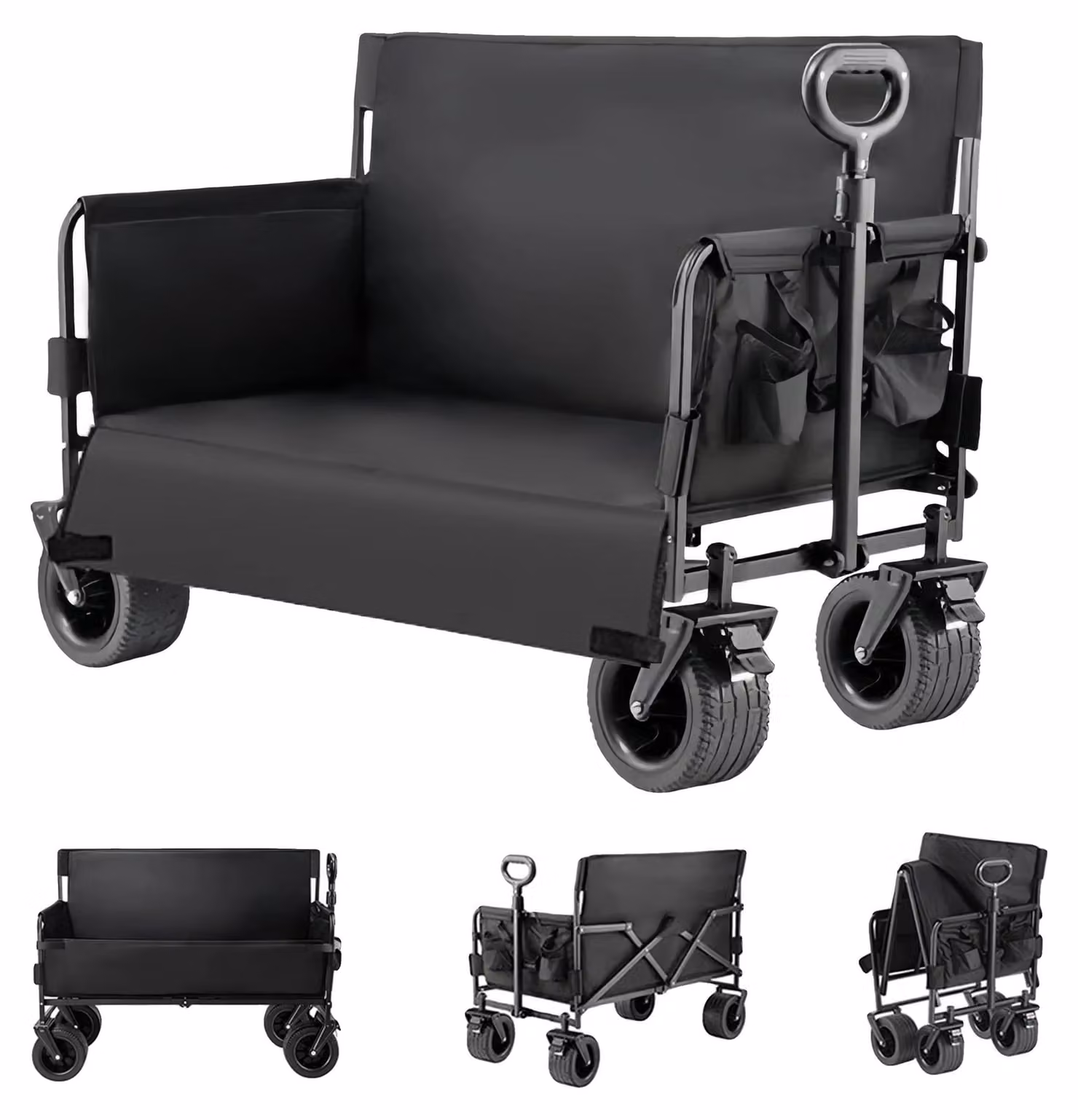 Carrello da spiaggia multifunzionale, resistente, design portatile, modello LY008-NERO