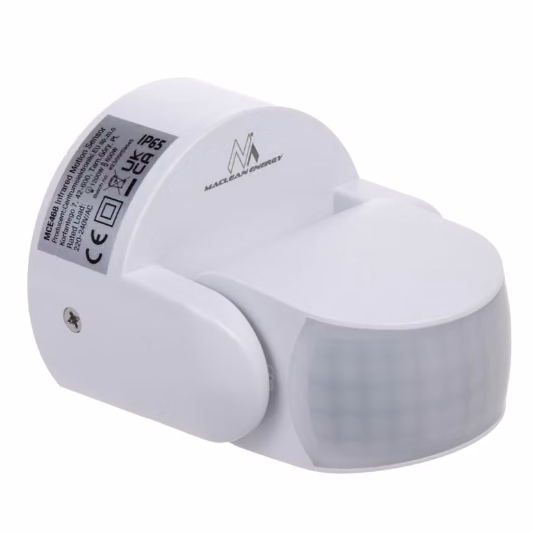 Rilevatore di movimento PIR Maclean, infrarosso, IP65, bianco, portata 12 m, carico massimo 800/1200 W, MCE468 W
