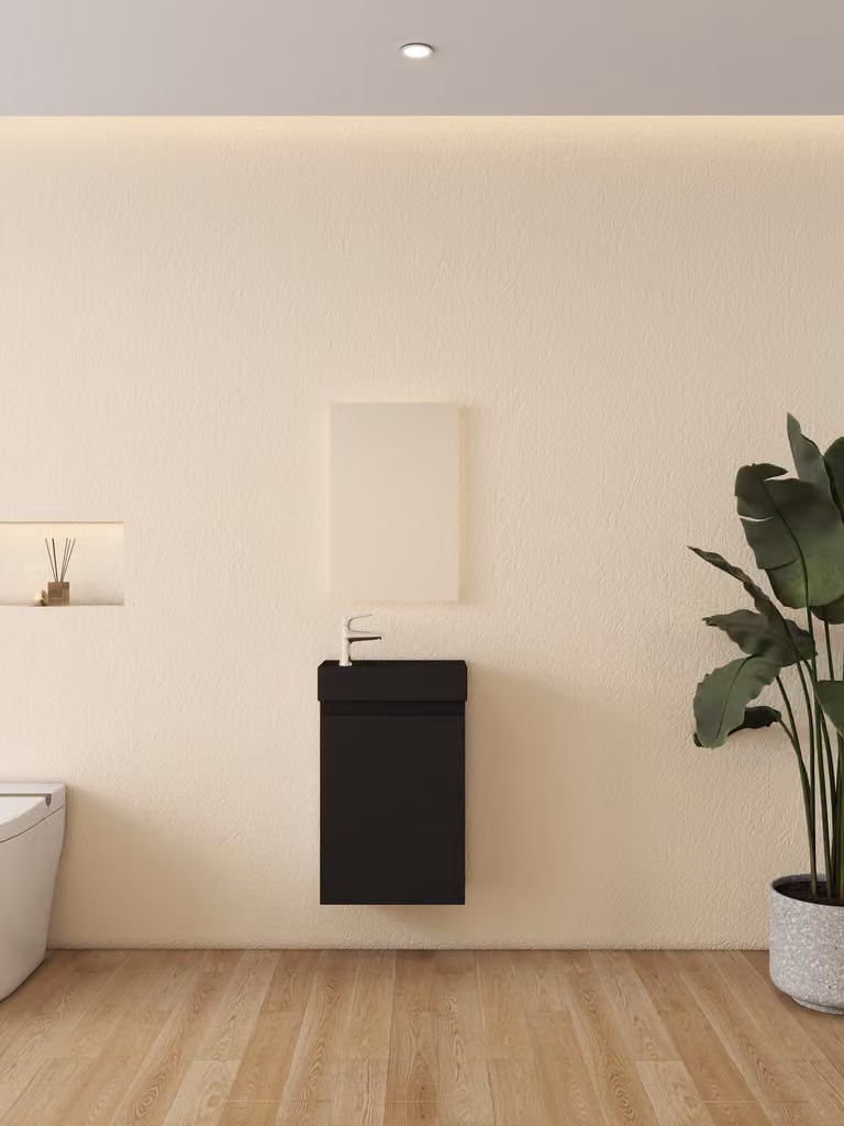 Mobile lavabo - Nero - Lavabo in Vetroceramica, 65 x 41 x 22,5 cm