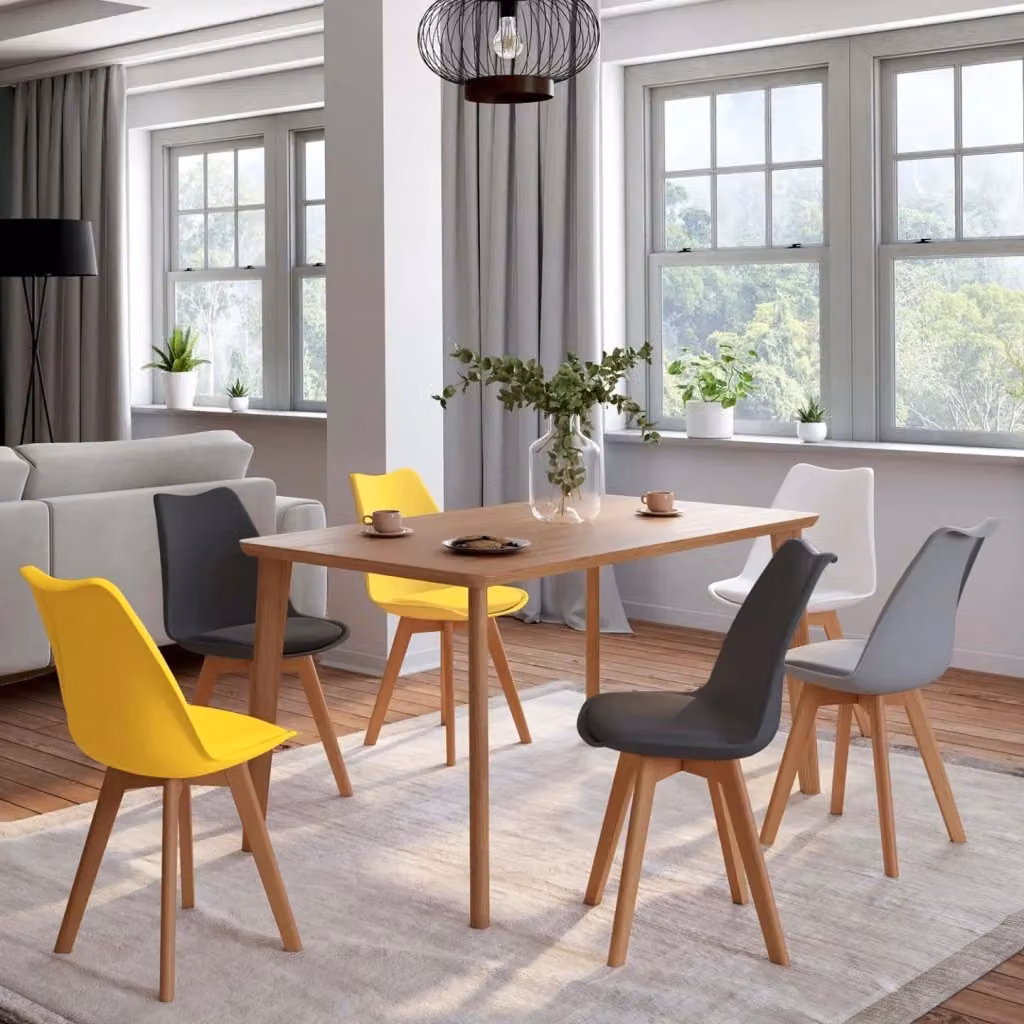 Set di 6 sedie SARA IDMarket in stile scandinavo, colori mix bianco, grigio chiaro, grigio scuro e giallo – 2