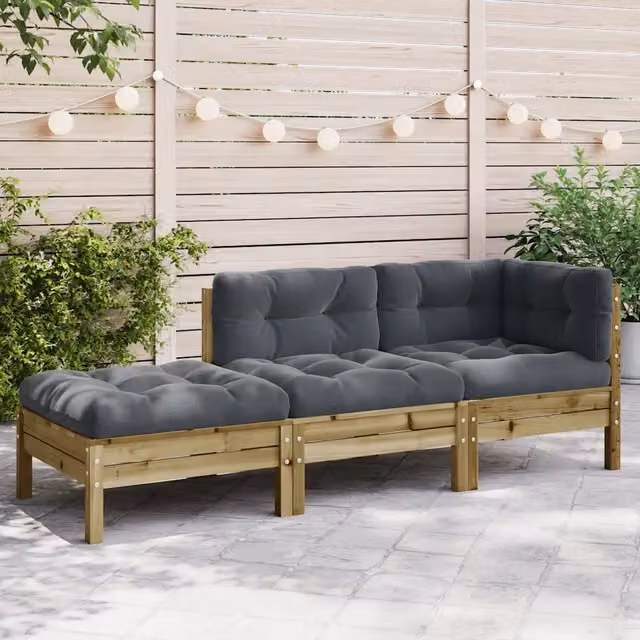 Divano da Giardino con Cuscini e Poggiapiedi 3 Posti 838176