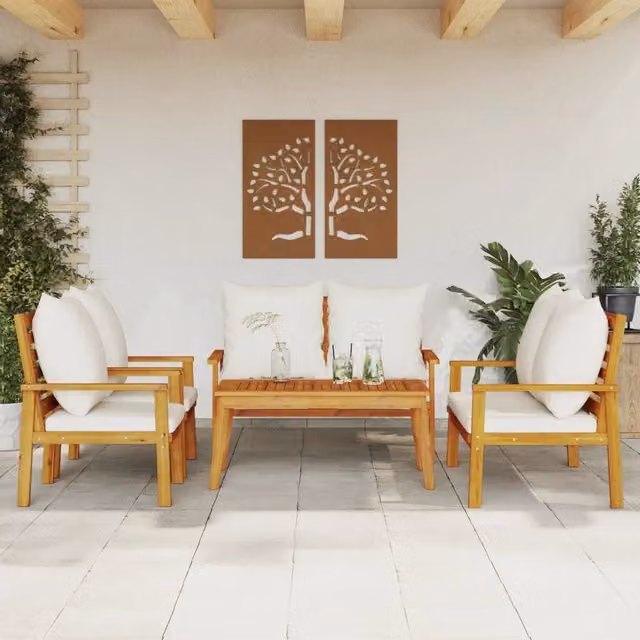 Set Salotto da Giardino 5 pz con Cuscini Legno Massello Acacia 3211801