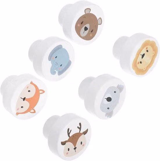 Maniglie per mobili in legno - Set da 6 pezzi - Motivo animalier - Rigide e resistenti, per credenze, armadi, cucine e cassetti del bagno. Facili da montare e di lunga durata.