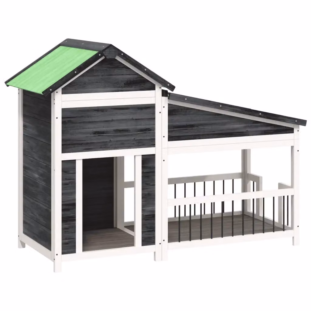 Cuccia per cani vidaXL in legno di pino massello grigia L: 143 cm, P: 60,5 cm, H: 109 cm – 2