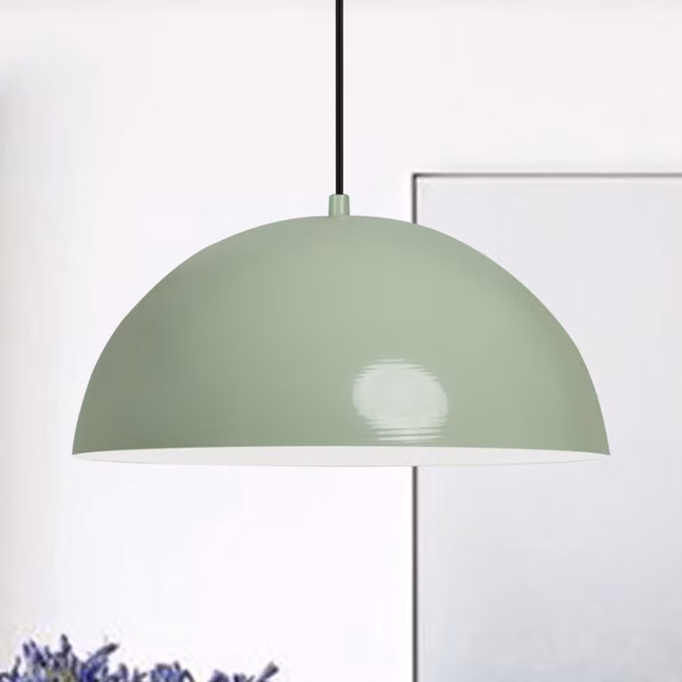 Lipeo Lampada a sospensione industriale in metallo grande 26 cm, lampada a sospensione industriale, lampada vintage, lampada a sospensione retrò per tavolo da pranzo - verde menta