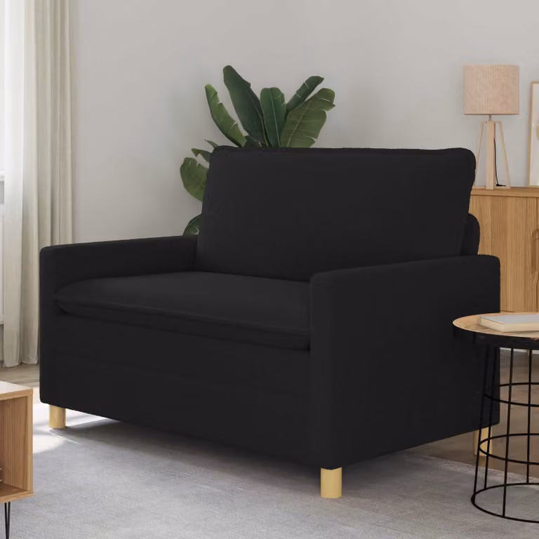 vidaXL Divano Moderno Nero in Tessuto con Struttura in Metallo L: 126 cm, P: 81 cm, H: 87,5 cm