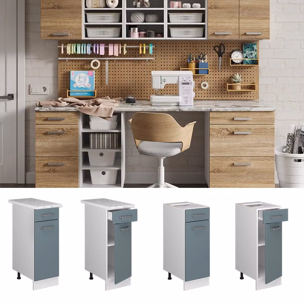 Base universale R-Line Vicco con cassetto, Grigio-blu, L: 30 cm – 2