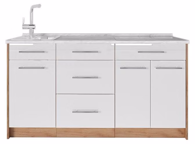 Cucine componibili piccole Vicco Fame-Line Bianco lucido 150 cm senza piano di lavoro, Model 65434