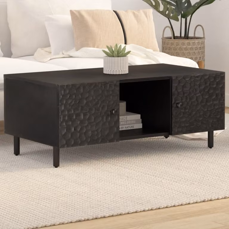 Maison Exclusive - Tavolino da caffè nero, 100x54x40 cm, in legno massello di mango