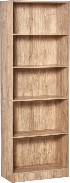 Libreria HOMCOM a 5 livelli con ripiani regolabili in legno, colore marrone, L: 63 cm, P: 29,2 cm, H: 176 cm