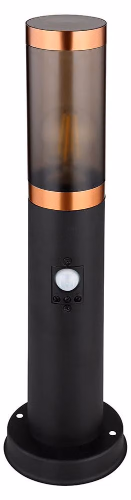 Lampada da zoccolo a LED, rilevatore di movimento, fumo, rame, H 45 cm
