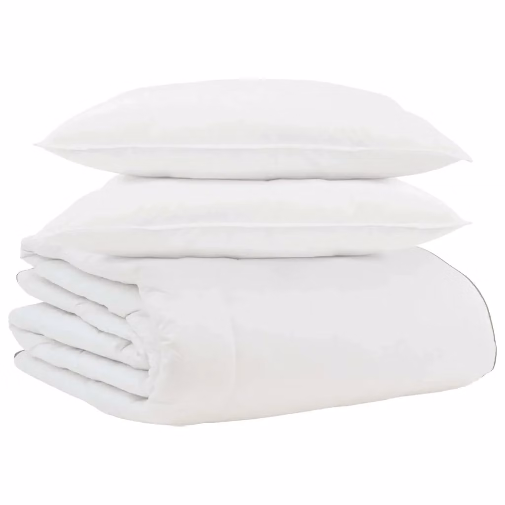 Set di 3 pezzi composto da duvet invernale e cuscini vidaXL in cotone bianco con piuma d'anatra per adulti – 2