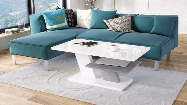 Tavolino da salotto di design Cliff, 110x60x45 cm, con ripiano