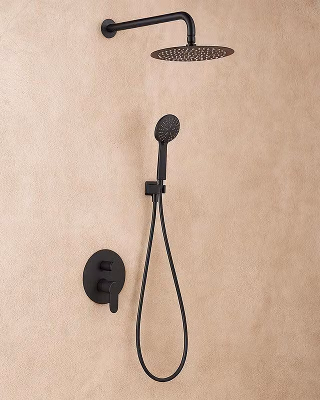 Set doccia soffione miscelatore e doccetta nero opaco